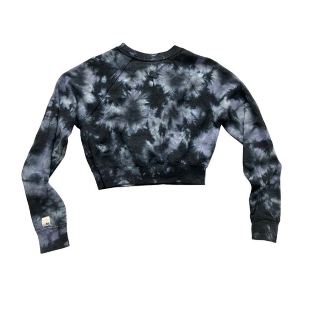 RSQ Tie Dye Cropped Sweatshirt Pullover Long Sleeve Black‎ Grey White